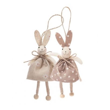 Zawieszka futerkowa dpCraft Króliki z płótna 13cm, 1szt